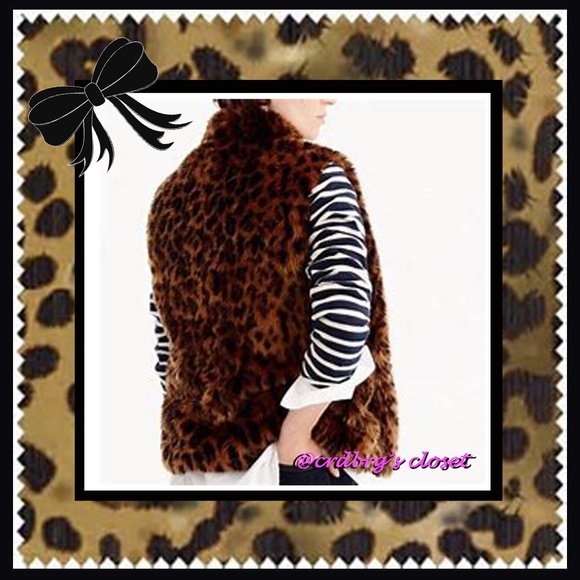 NWT, J.Crew Leopard Faux-Fur Vest - Picture 3 of 7